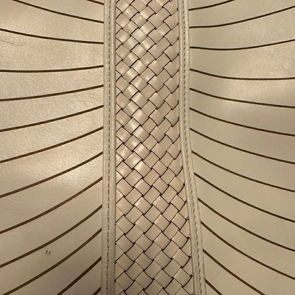 Cole Haan Woven White Leather Tote Bag Purse - Picture 3 of 7